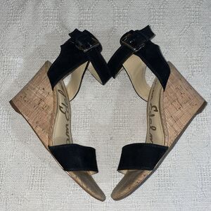 Sam Edelman Women’s Wedge Dress Shoes Size 6.5 M Black Ankle Strap Going out